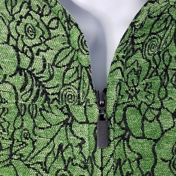 Dressbarn Floral Tapestry Full Zip Blazer Jacket Green Cotttage Office Size S - Picture 6 of 11